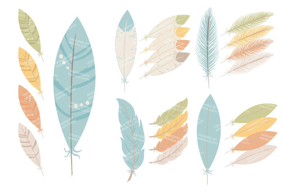 Vintage Feathers Vector Clipart, an Illustration by Amanda Ilkov (Photo 4 of 4)