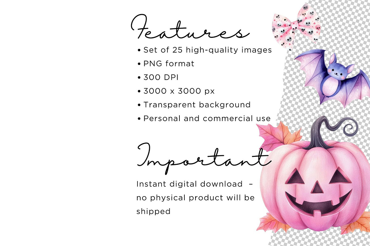 Pink Halloween Clipart Bundle, an Illustration by Mashimara (Photo 3 of 4)