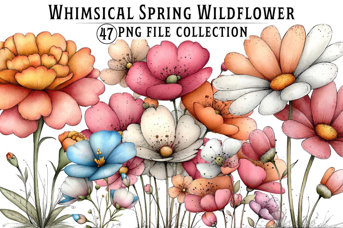 Whimsical Spring Wildflower Clipart, an Illustration by Dream Creation (Photo 1 of 6)