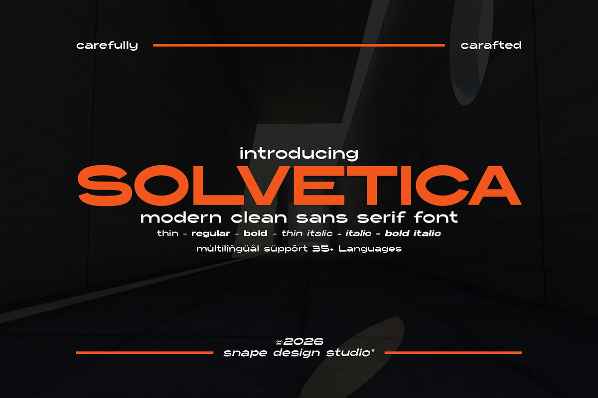Solvetica – Modern Clean Sans Serif, a Sans Serif Font by Snape Design Studio (Photo 1 of 12)