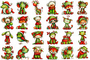 Whimsical Christmas Animals Clipart, an Illustration by Daily.Designs (Thumbnail 5 of 5)