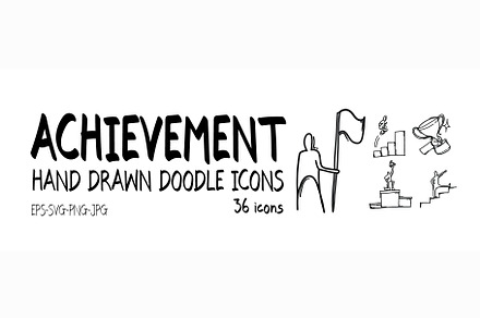 36 Achievement doodle icons