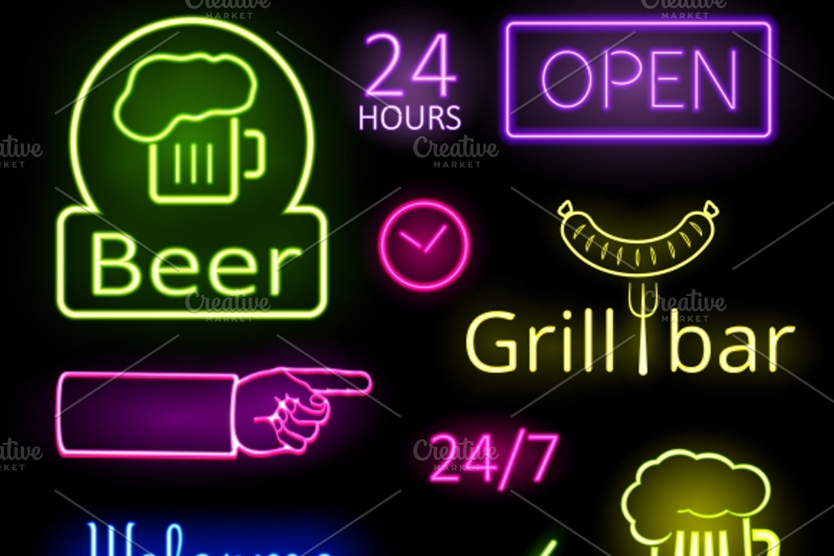 Glowing Neon Lights Signs