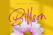 Billson Script, a Script Font by ARSAVISUAL (Thumbnail 1 of 11)