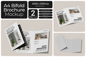 A4 Bifold Brochure Mockup, an Advertising Mockup by Bartama Graphic