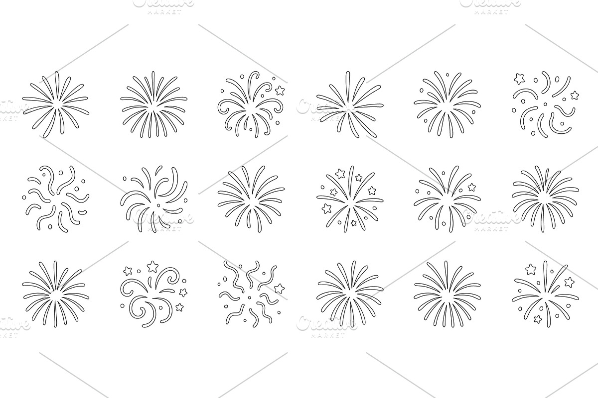Various fireworks. Bursts and, an Object Illustration by GraphiShop