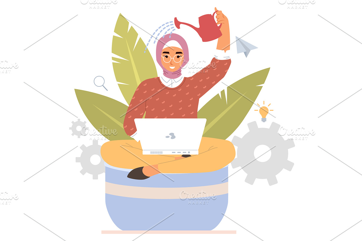 A young woman, wearing a headscarf, an Object Illustration by SiberianArt
