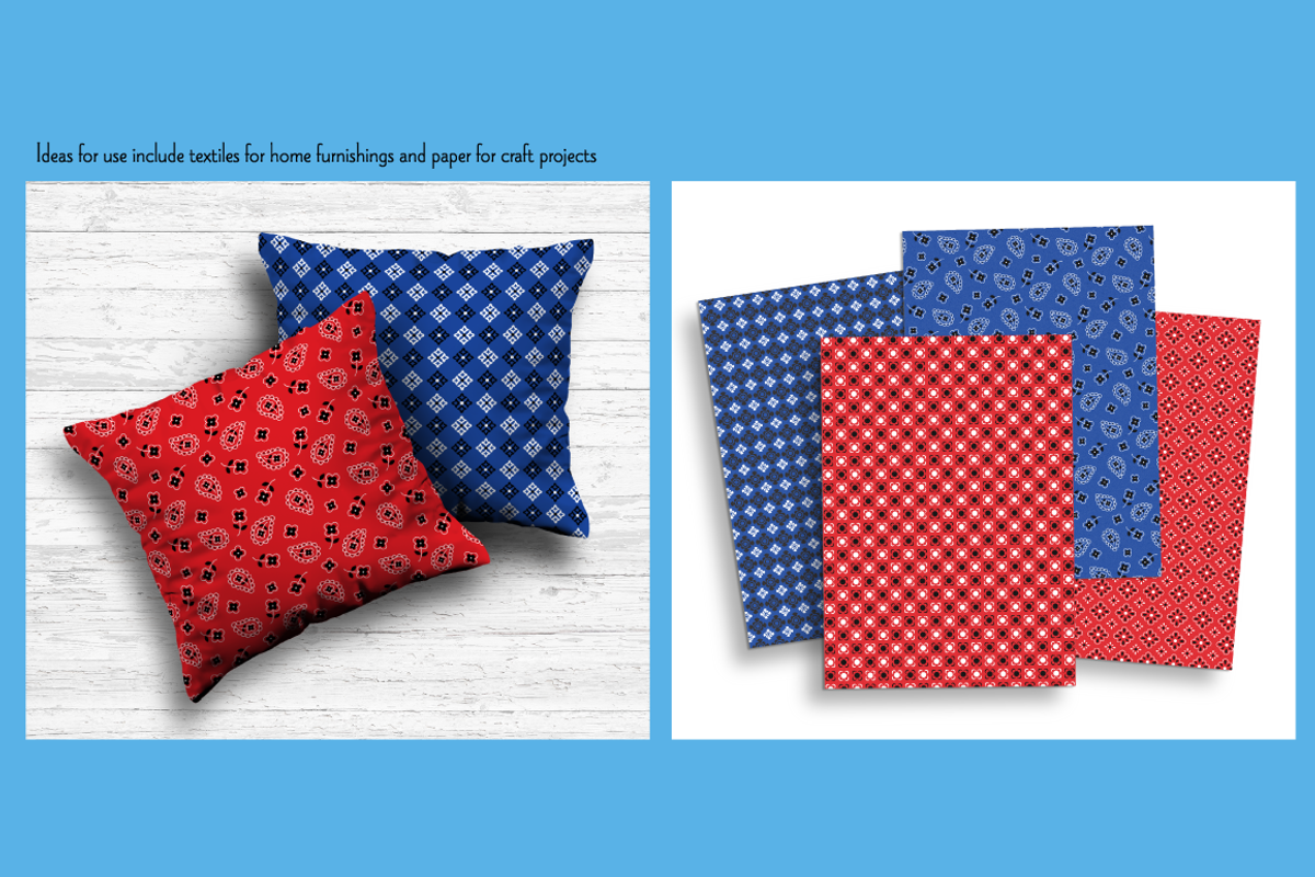 Seamless Blue Bandana Patterns preview 4