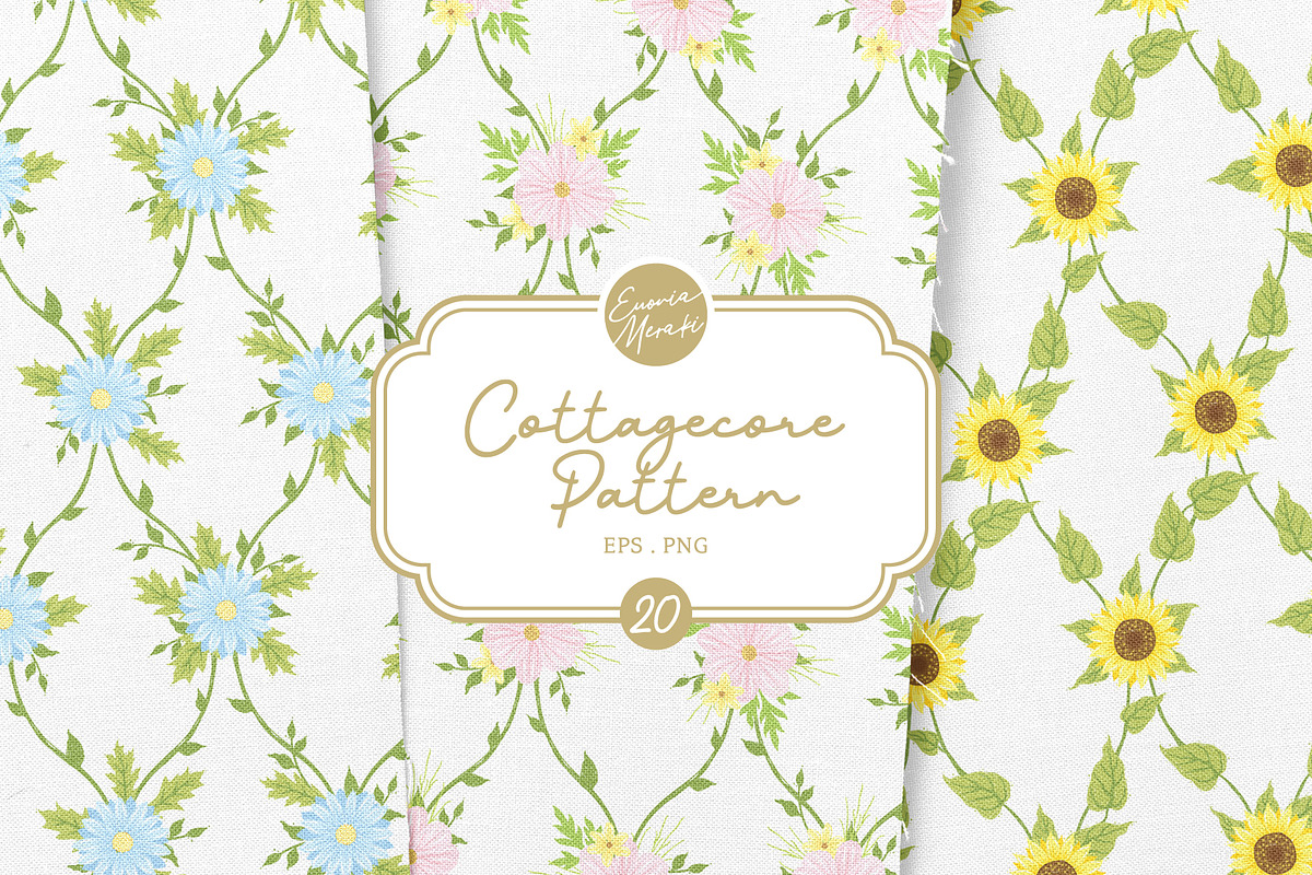 Cottagecore Pattern 20 Flower Vine, a Pattern Graphic by Euonia Meraki (Photo 1 of 21)