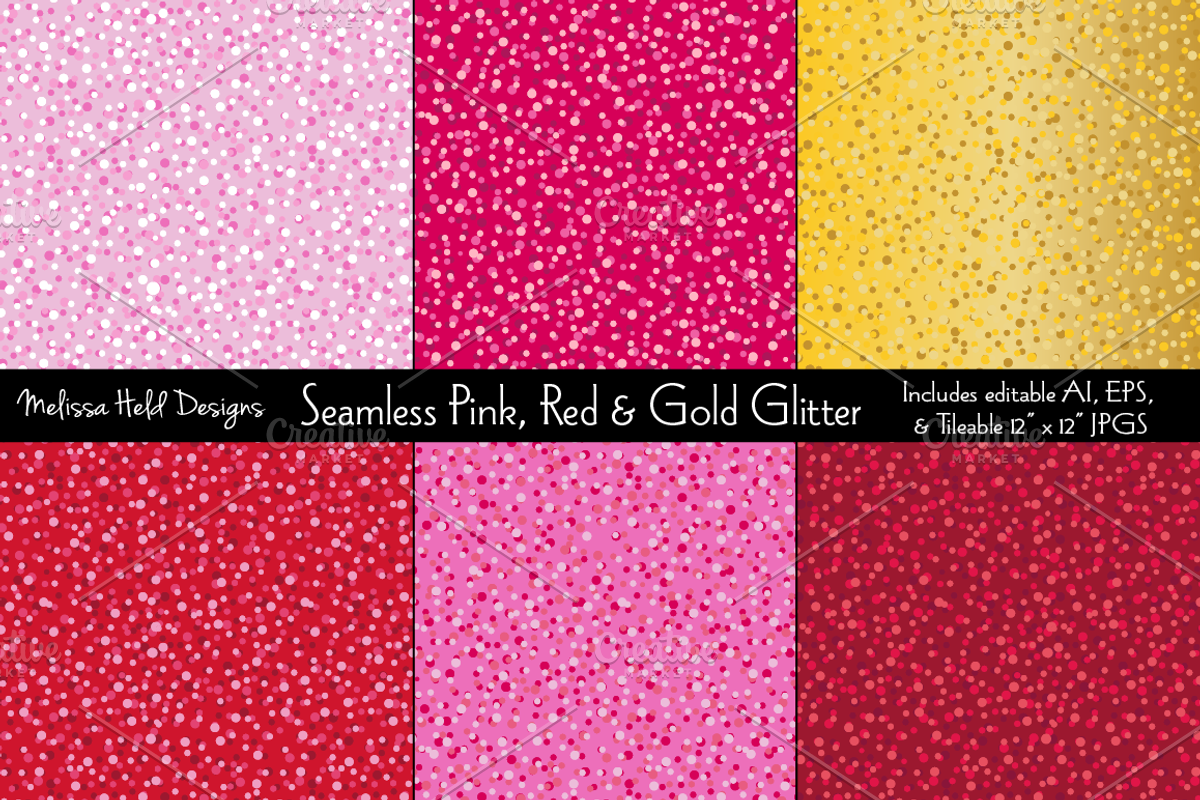 Seamless Pink, Red, & Gold Glitter
