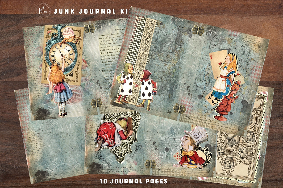 Alice in Wonderland Junk Journal Kit, an Illustration by meribela (Photo 3 of 7)