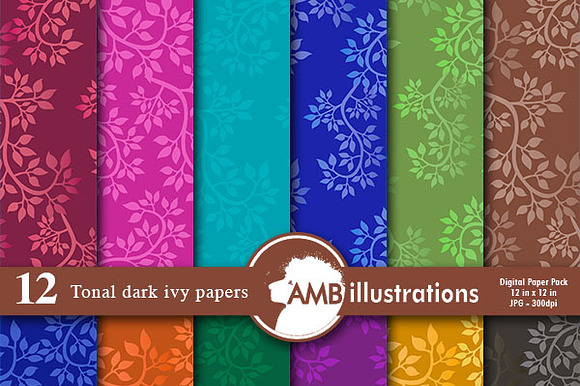 Ivy Pattern Digital Papers, AMB-809 preview 2