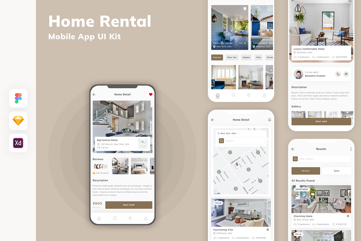 Home Rental Mobile App UI Kit, an UI Kit Template by uicube