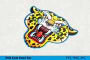 Wild Cats Head Set, an Animal Illustration by Moloko88 (Thumbnail 2 of 8)