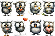 Whimsical Valentine Owl Clipart, an Illustration by Designking (Thumbnail 2 of 5)