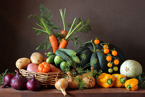 Vegetables containing vegetable, food, and pumpkin, a Food & Drink Photo by BalaguR