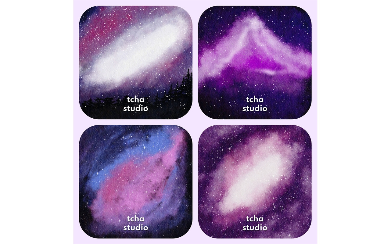 Galaxy Space Watercolor Abstract, a Background Graphic by tchastudio (Photo 3 of 3)