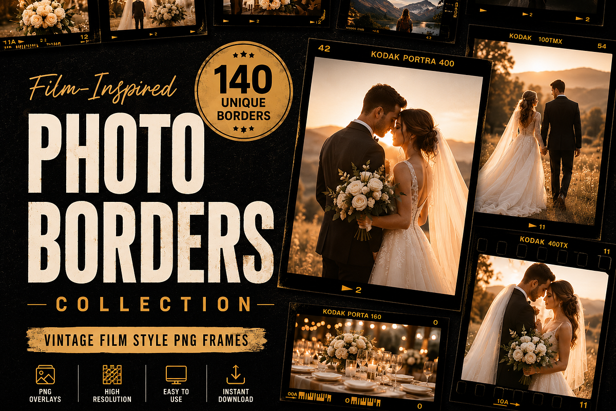 140 Vintage Film Borders, Frames, an Object Graphic by Victoria Bee Presets (Photo 1 of 11)