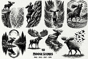 Moose Scenes SVG Graphics, an Animal Illustration by DENIDigitalArtSudio (Thumbnail 1 of 6)
