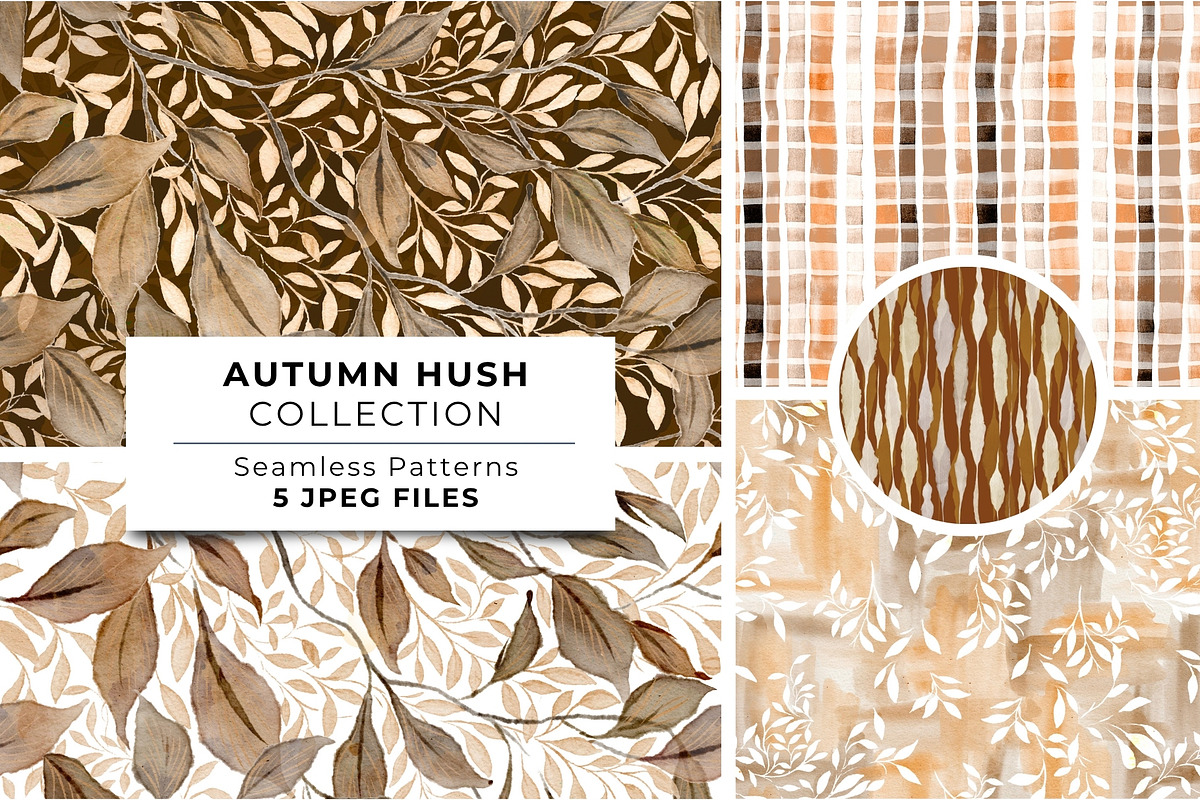 Autumn Watercolor Seamless Patterns, a Pattern Graphic by NancyDzines (Photo 1 of 3)