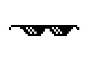 Pixelated black sunglasses icon