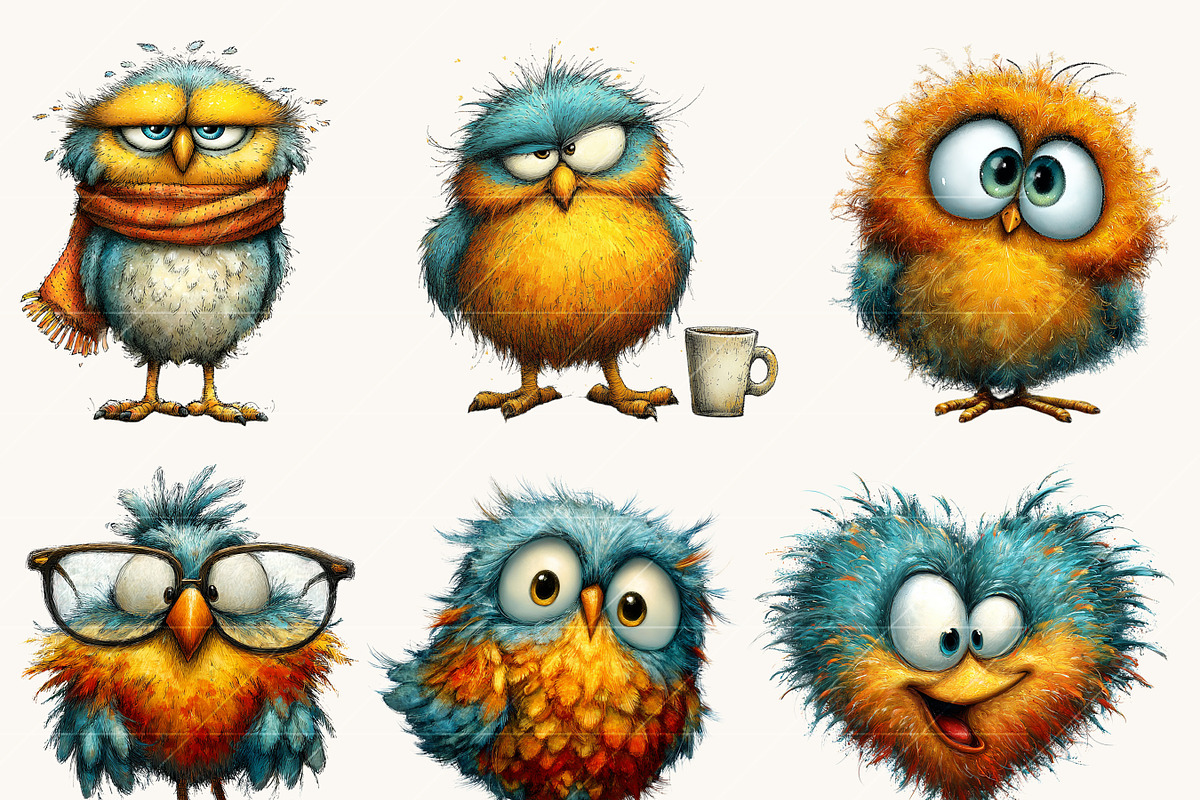 Whimsical Funny Birds Clipart, an Animal Illustration by Design Scotch (Photo 7 of 9)