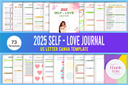 2025 Self-Love Journal Canva, a Stationery Template by Designmela01 (Thumbnail 1 of 6)