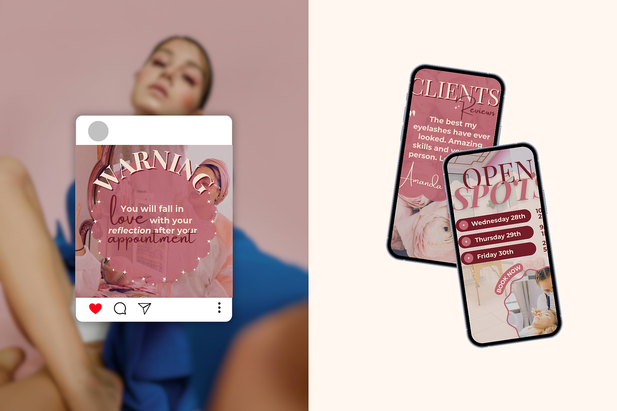 Feminine Pink Instagram Templates, a Social Media Template by Boldette Studio (Photo 4 of 7)