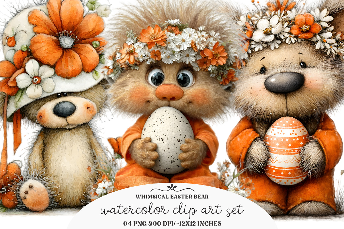 Whimsical Easter Bear Clipart, an Illustration by GatewayDesign (Photo 3 of 3)