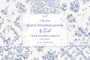 Vintage Seamless Patterns Toile Blue, a Pattern Graphic by ON_lineart_store (Thumbnail 1 of 10)