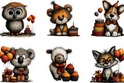 Birthday Animals Whimsical Clipart, a Seasonal Illustration by Designking (Thumbnail 3 of 5)