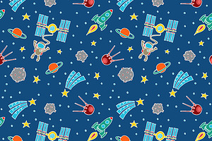 Seamless Space Doodle Pattern