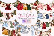 Kids Christmas Clothesline Cliparts, a Seasonal Illustration by Ink Gallery (Thumbnail 1 of 6)
