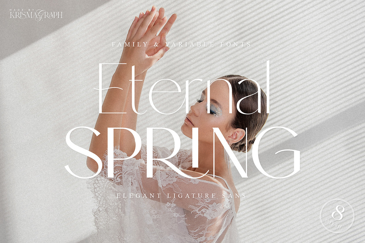 Eternal Spring | Elegant Sans Family, a Sans Serif Font by Krismagraph (Photo 1 of 14)