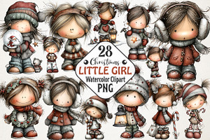 Christmas Little Girl Clipart, a Seasonal Illustration by RobertsArt