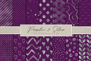 Purple And Silver Digital Paper