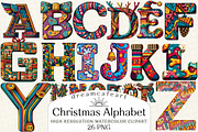Christmas Alphabet Latter Clipart, an Illustration by DreamCafeArt (Thumbnail 1 of 6)