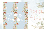 Watercolor peony roses pattern set, a Decorative Illustration by Edith’s World (Thumbnail 5 of 13)