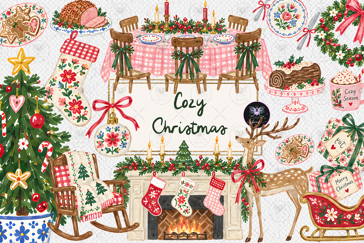 Cozy Christmas Clipart, a Decorative Illustration by BigCakeBee (Photo 1 of 3)