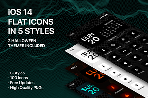 iOS 15 Flat Icon Pack with 5 Styles