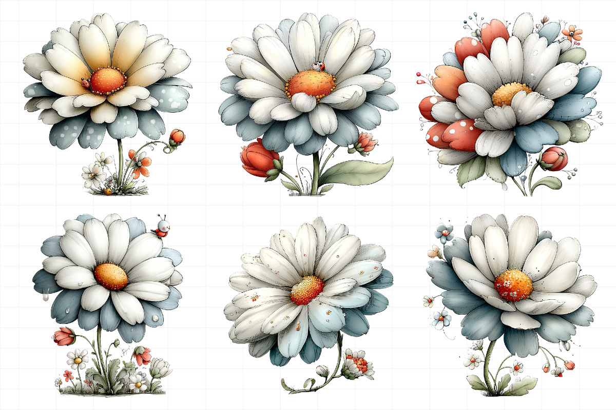 Whimsical Spring Daisy Flower Clipar, an Illustration by Daily.Designs (Photo 8 of 8)