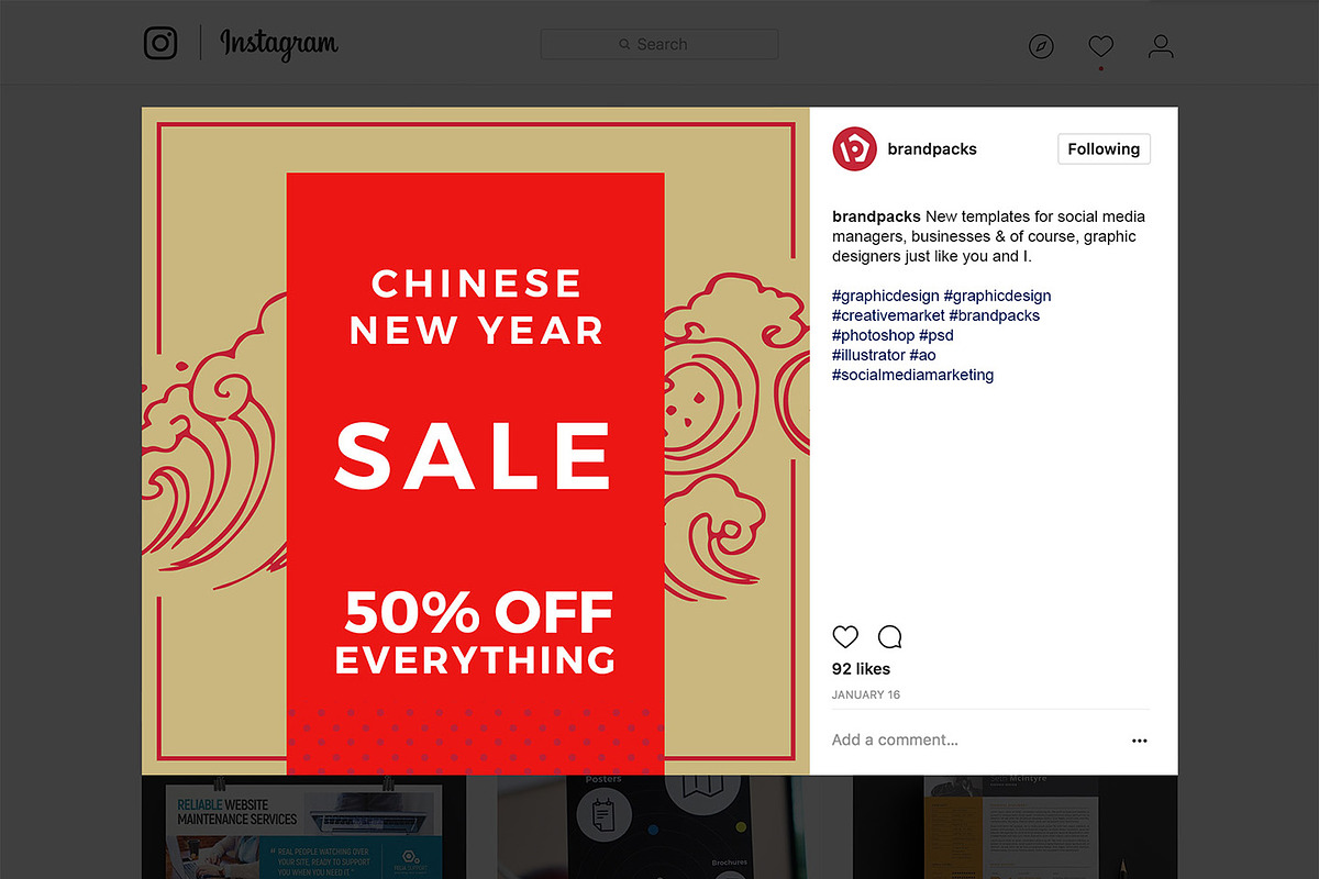 Chinese New Year Instagram Templates, a Social Media Template by BrandPacks (Photo 9 of 16)
