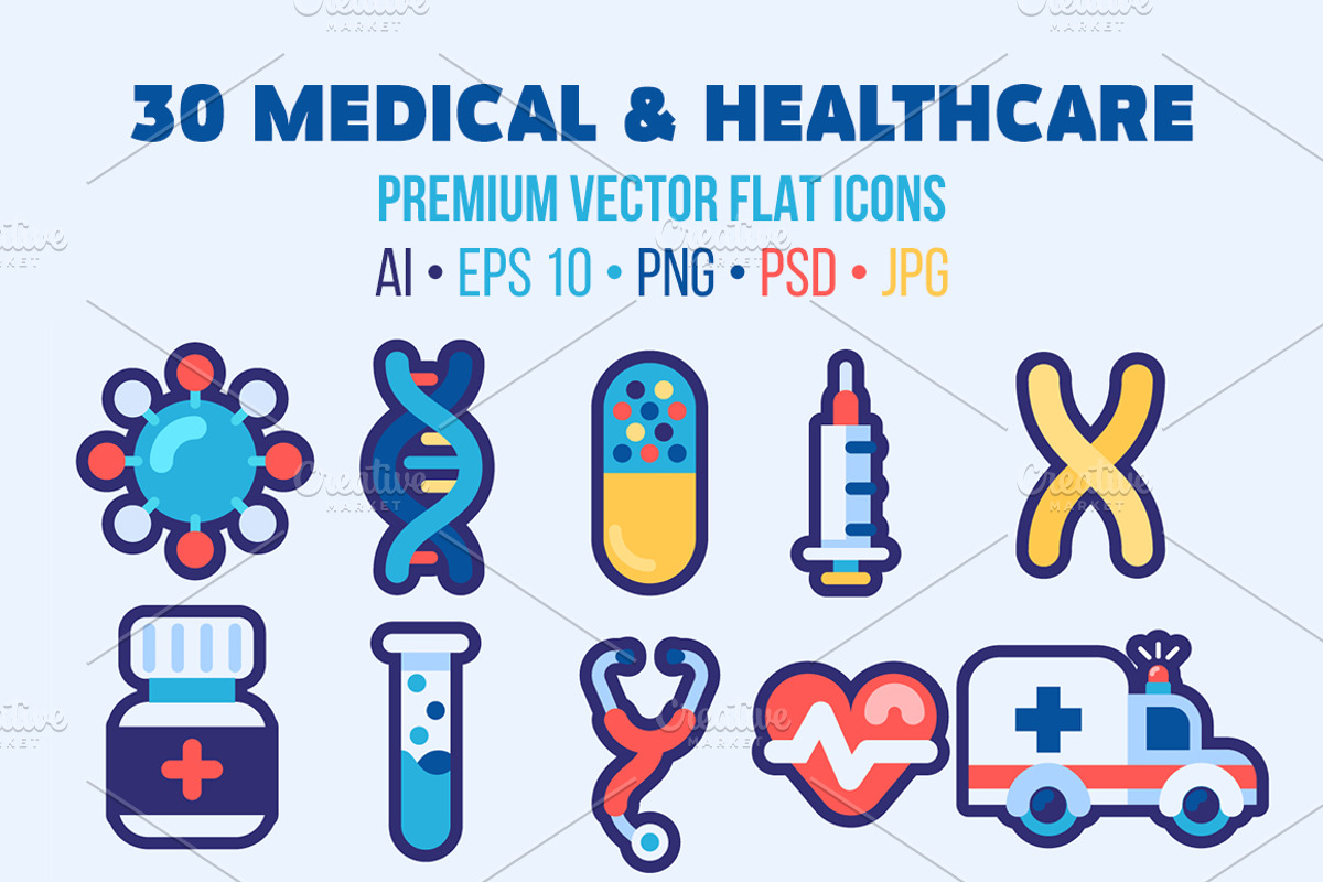 30 Medical Flat Icons Good for Logo, an Icon by OLLYSWEATSHIRT DSGN INC. (Photo 1 of 4)
