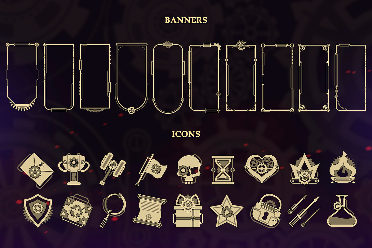 Steampunk UI Set, an Object Graphic by Olga Ryzychenko (Photo 8 of 13)