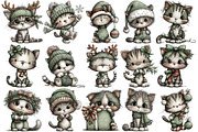 Whimsical Christmas Cat Clipart, an Illustration by Pixels.Craft (Thumbnail 3 of 6)