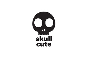 Cute Black Skull Cranium Logo Design