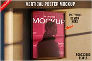 Vertical Poster on Wall mockup PSD, an Advertising Mockup by Bruno's Shop (Thumbnail 1 of 4)