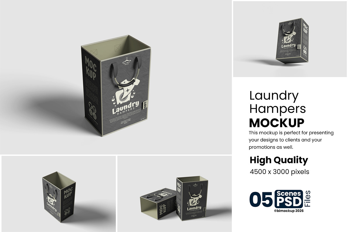 Laundry Hamper Mockup For Branding, an Advertising Mockup by bimockup (Photo 1 of 6)