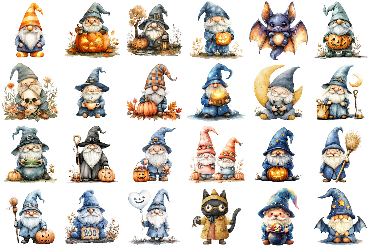 Halloween Gnomes Clipart, an Illustration by Daily.Designs (Photo 2 of 4)