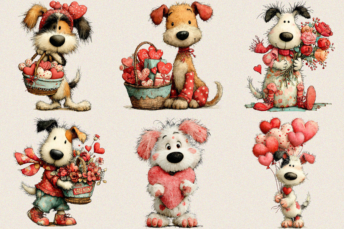 Whimsical Valentines Day Dogs Clipar, an Illustration by SVGArt (Photo 8 of 8)